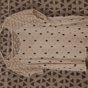 Open-back floral-sleeve top